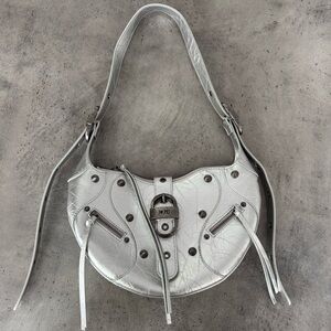 JW PEI Silver Crescent Shoulder Bag with Sleek Hardware